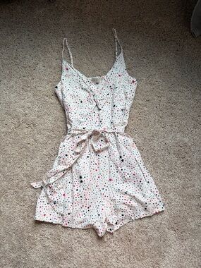 LOFT White Star-Print Twist-Front Dress